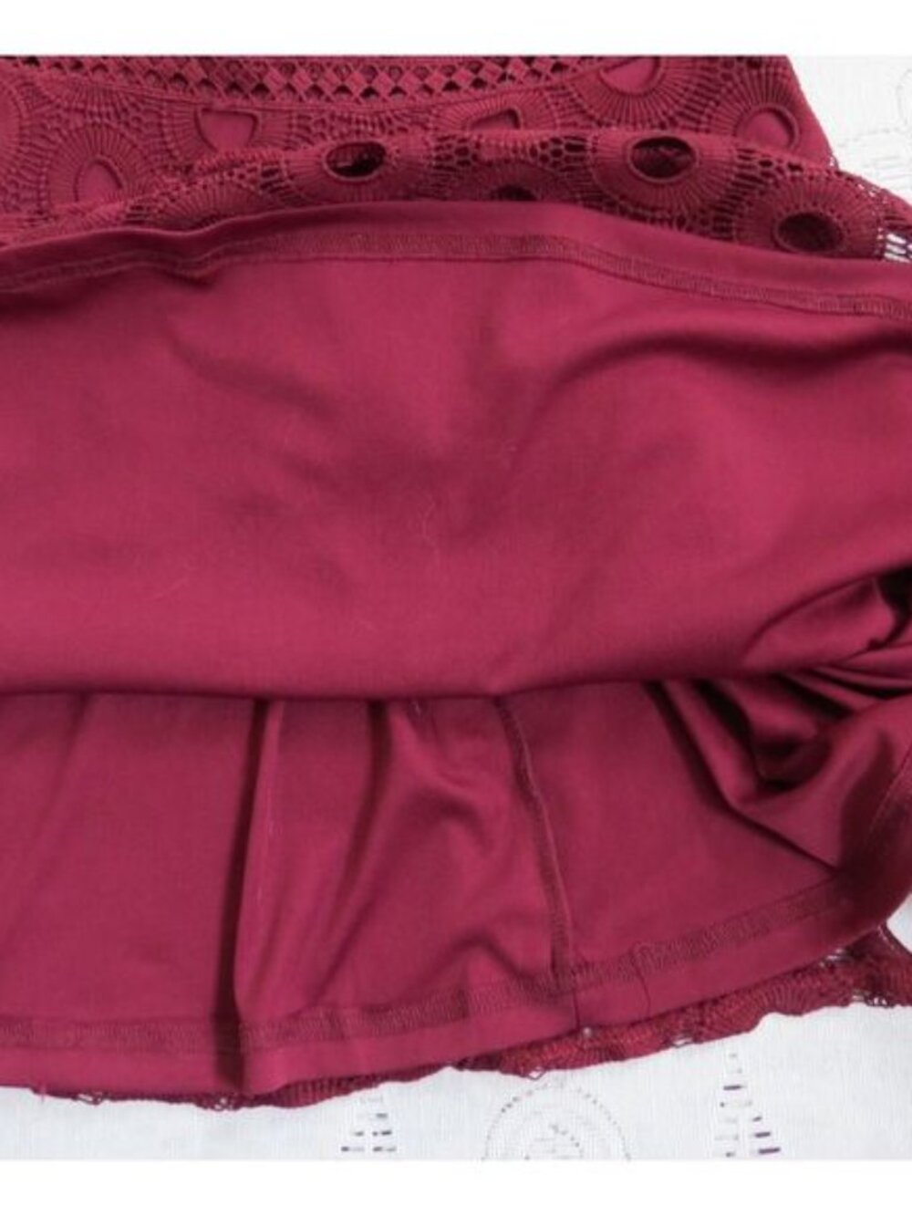 NWT IJOAH Women's Crochet Dress Merlot Knee length Large - Picture 5 of 8